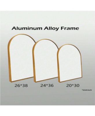 Arched Wall Mounted Mirror 26"x38" in Gold