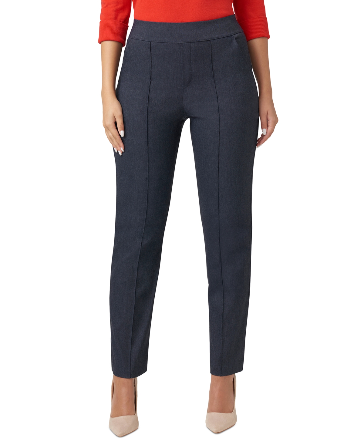 HUE WOMEN'S PULL-ON MID-RISE DENIM LEGGINGS 