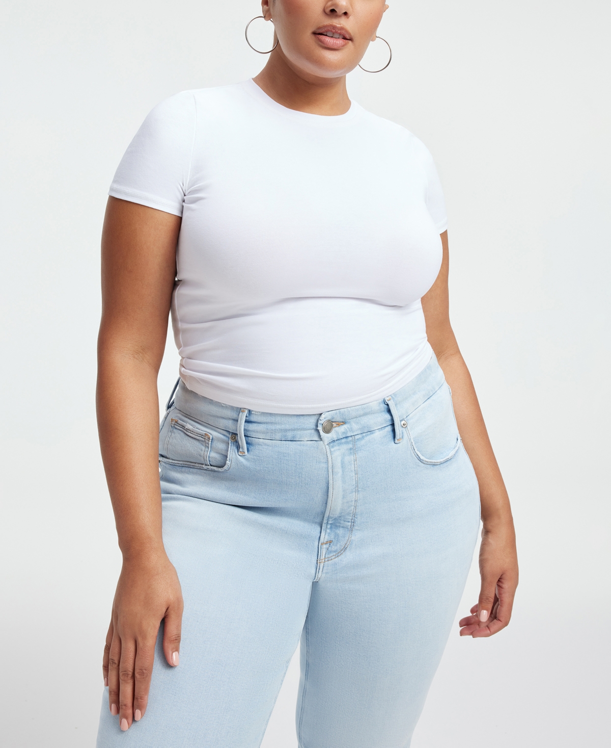 Shop Good American Women's Super Stretch Baby T-shirt In White