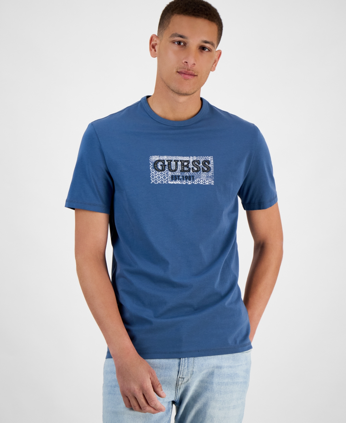 Men's Slim Fit Short Sleeve Crewneck Logo T-Shirt - Petroleum