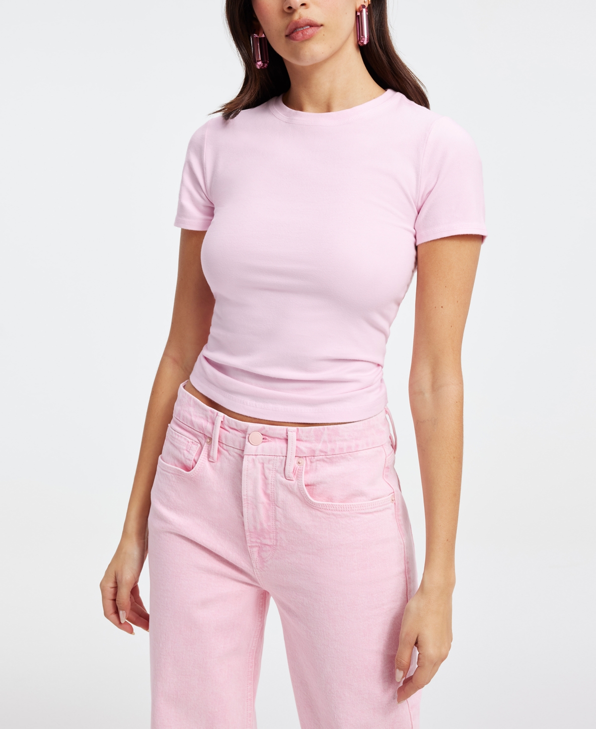 Shop Good American Women's Super Stretch Baby T-shirt In Rose Quartz