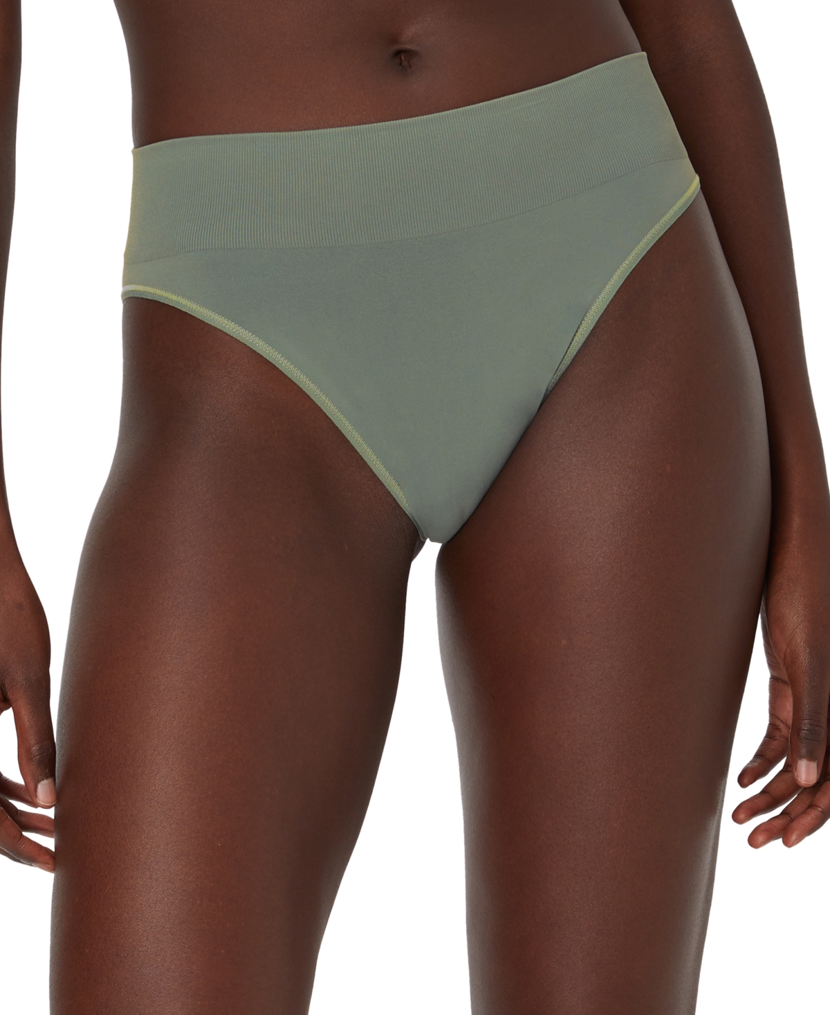 Shop Maidenform M Seamless High Leg Bikini Underwear Dm2317 In Pewter Green