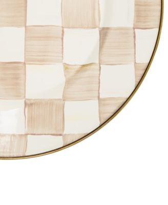 Mocha Check Dinner Plate