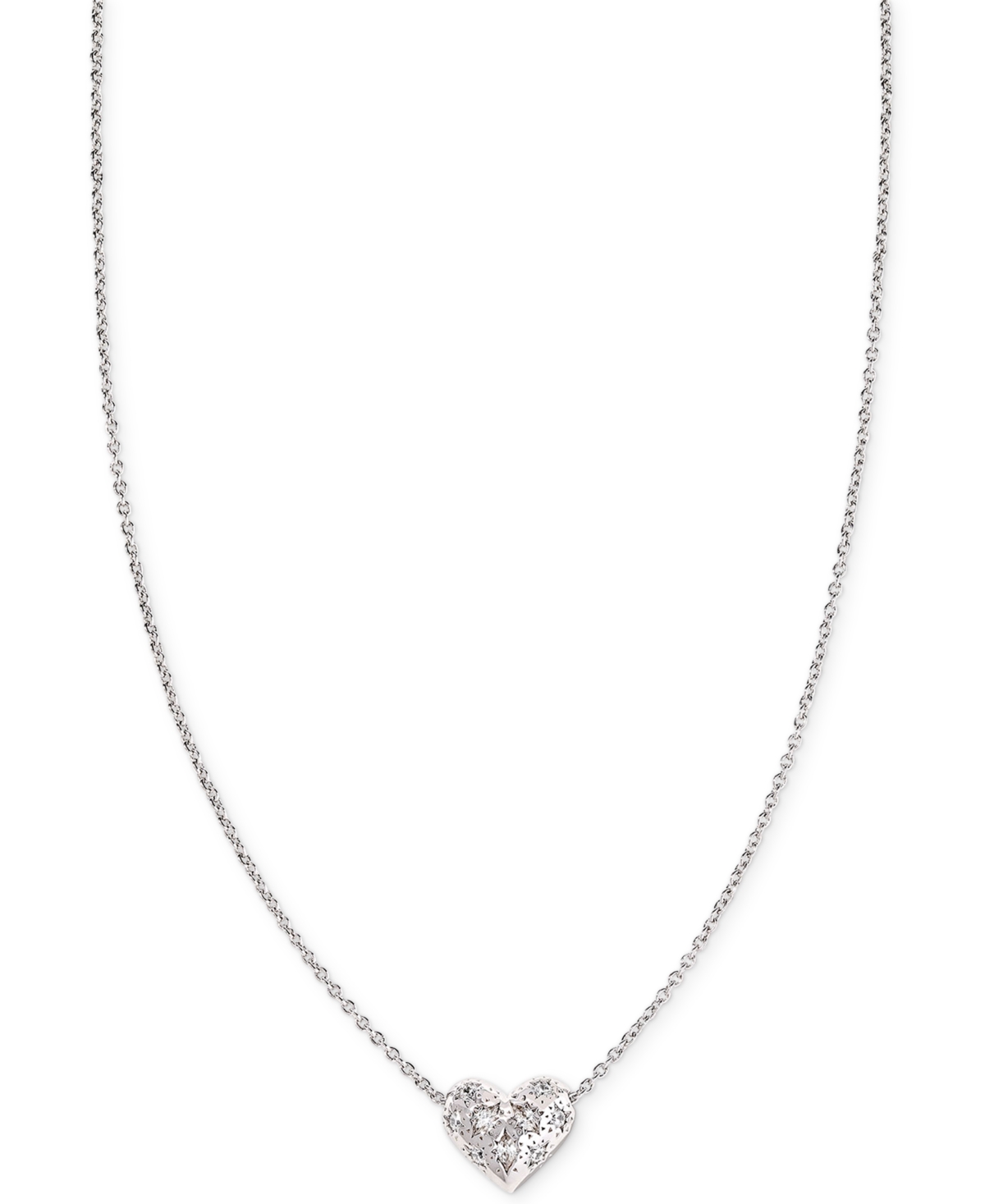 Kendra Scott Mixed Cut Stone Heart 19" Adjustable Pendant Necklace In Rhod White