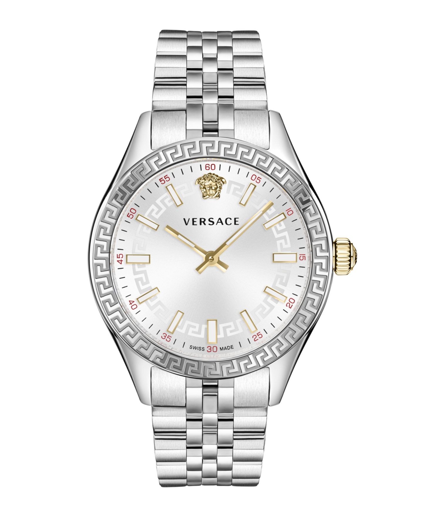 Женские часы Versace Hellenyium Silver Stainless Steel Bracelet Watch, 36mm — фото 1