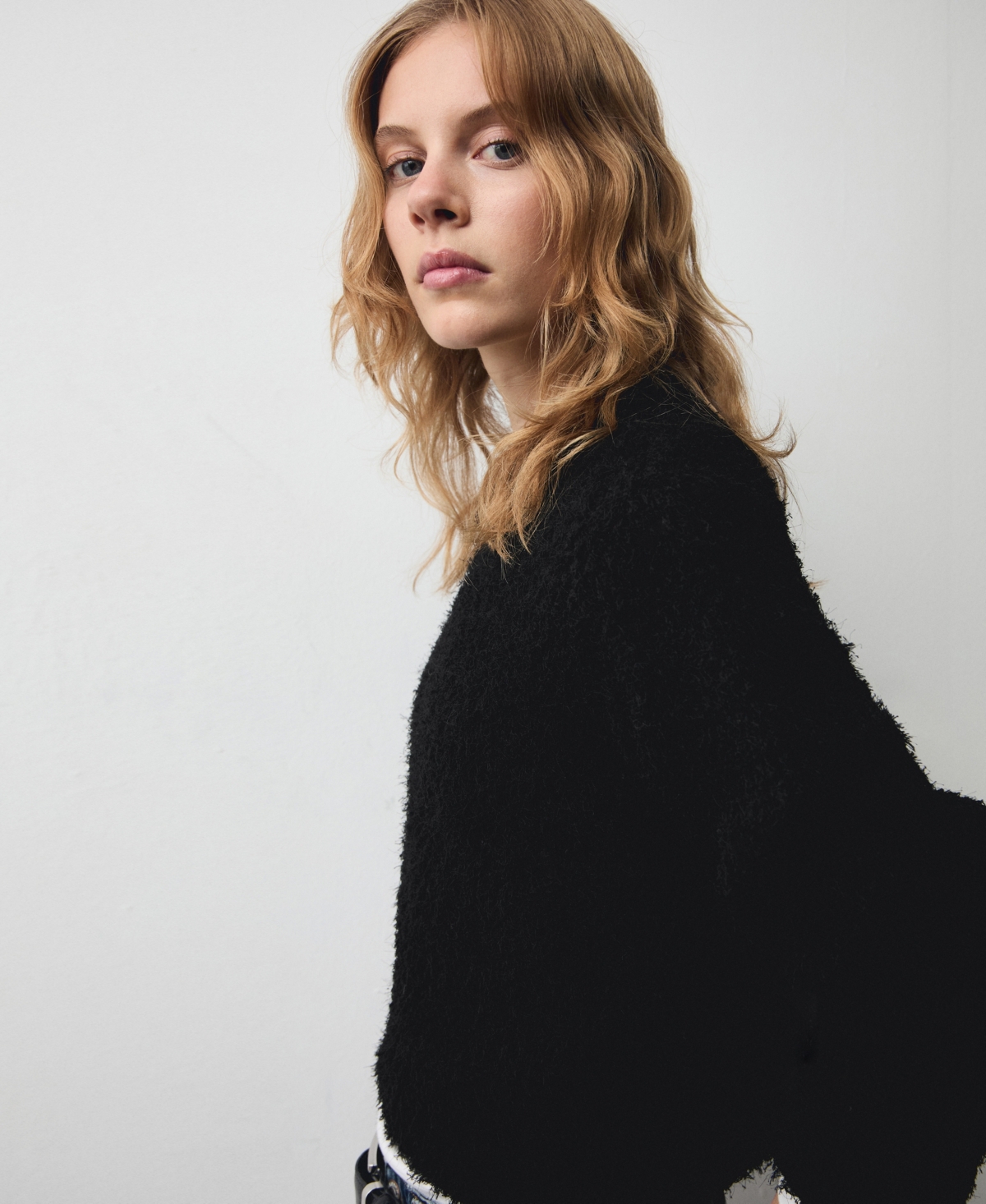 Mango Women's Fur-effect Knitted Sweater In Black