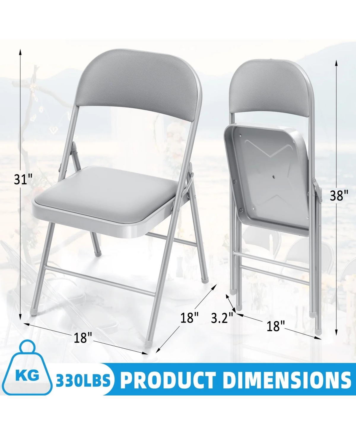 6-Pack Folding Chair Set with Vinyl Padded Seat for Outdoor & Indoor