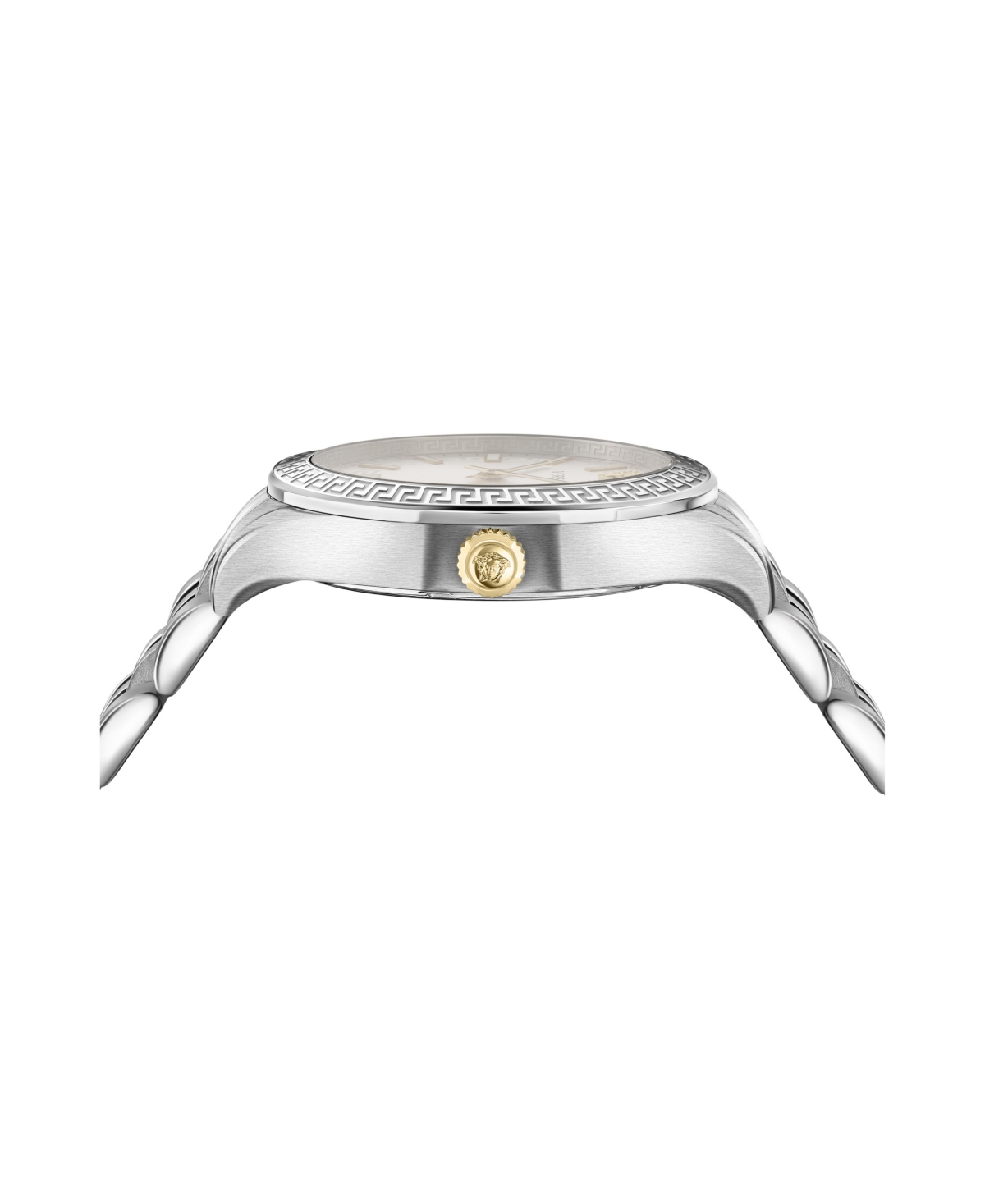 Versace Women's Hellenyium Silver Stainless Steel Bracelet Watch, 36mm In Silver
