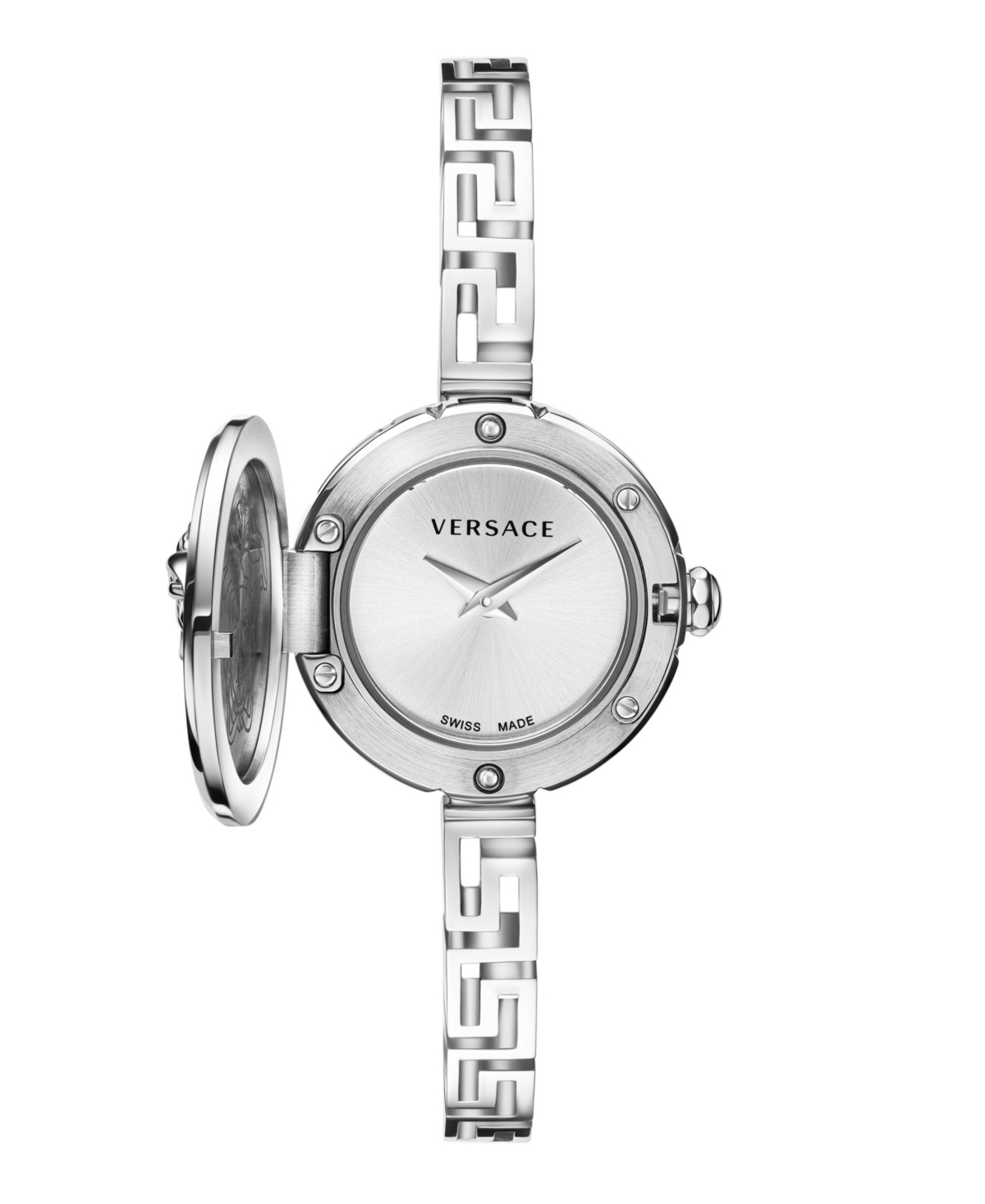 Versace Women's Medusa Secret Silver Stainless Steel Bracelet Watch, 25mm In Silver