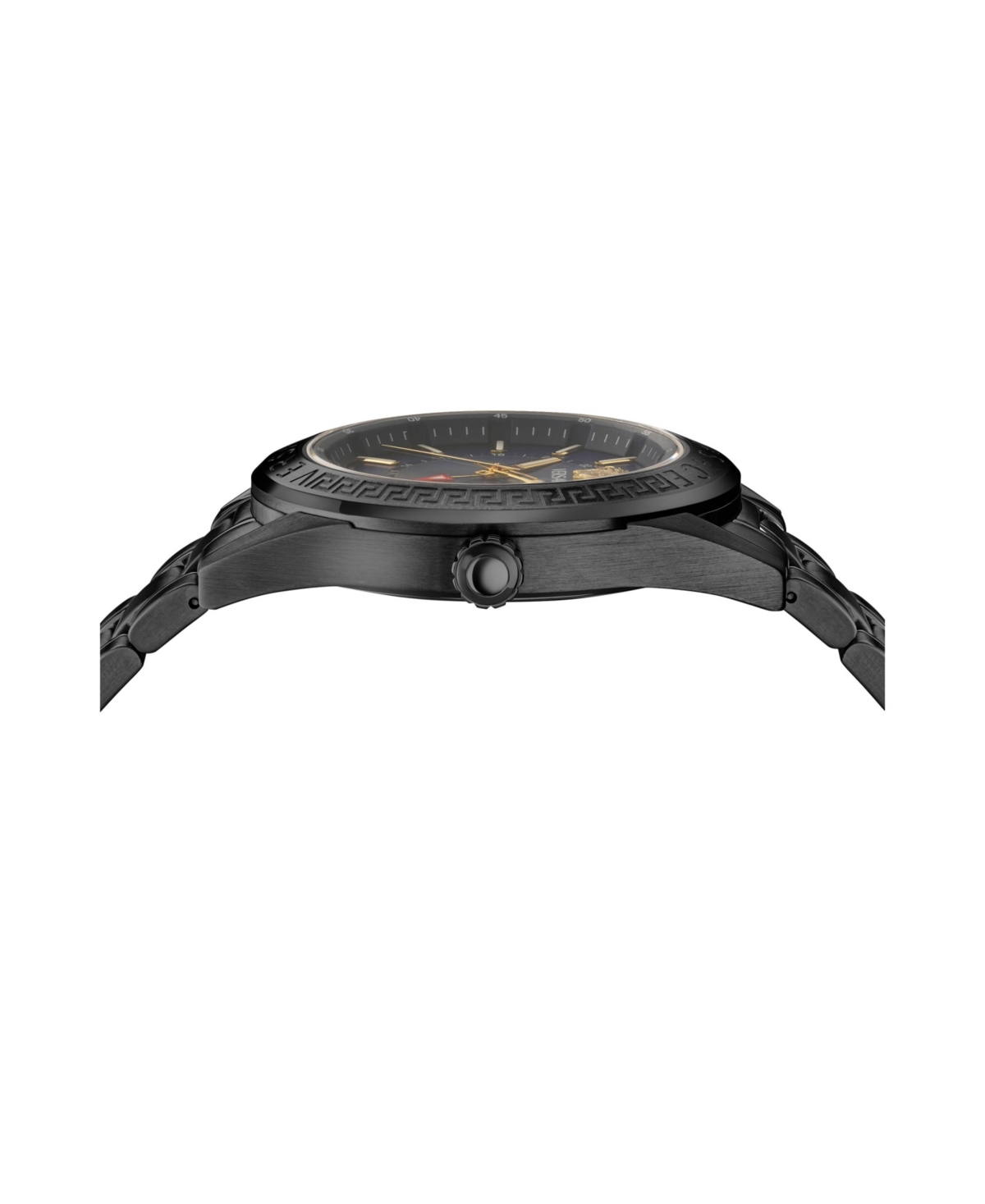 Versace Men's V-code Ip Black Stainless Steel Bracelet Watch, 42mm In Black