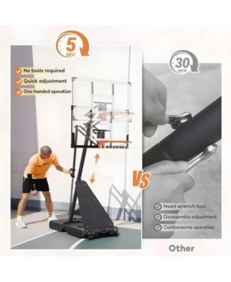4.8FT-10FT Height Adjustable Portable Basketball Hoop System with 48 Inch Shatterproof Backboard