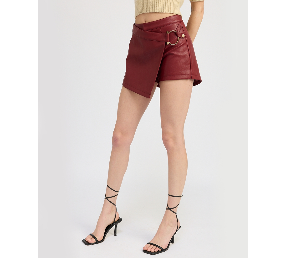 Shop En Saison Women's Campbell Faux-leather Skort In Dark Rose