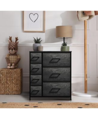 Dresser with 7 Drawers - Storage Chest Organizer with Steel Frame, Wood Top, Handles, Fabric Bins
