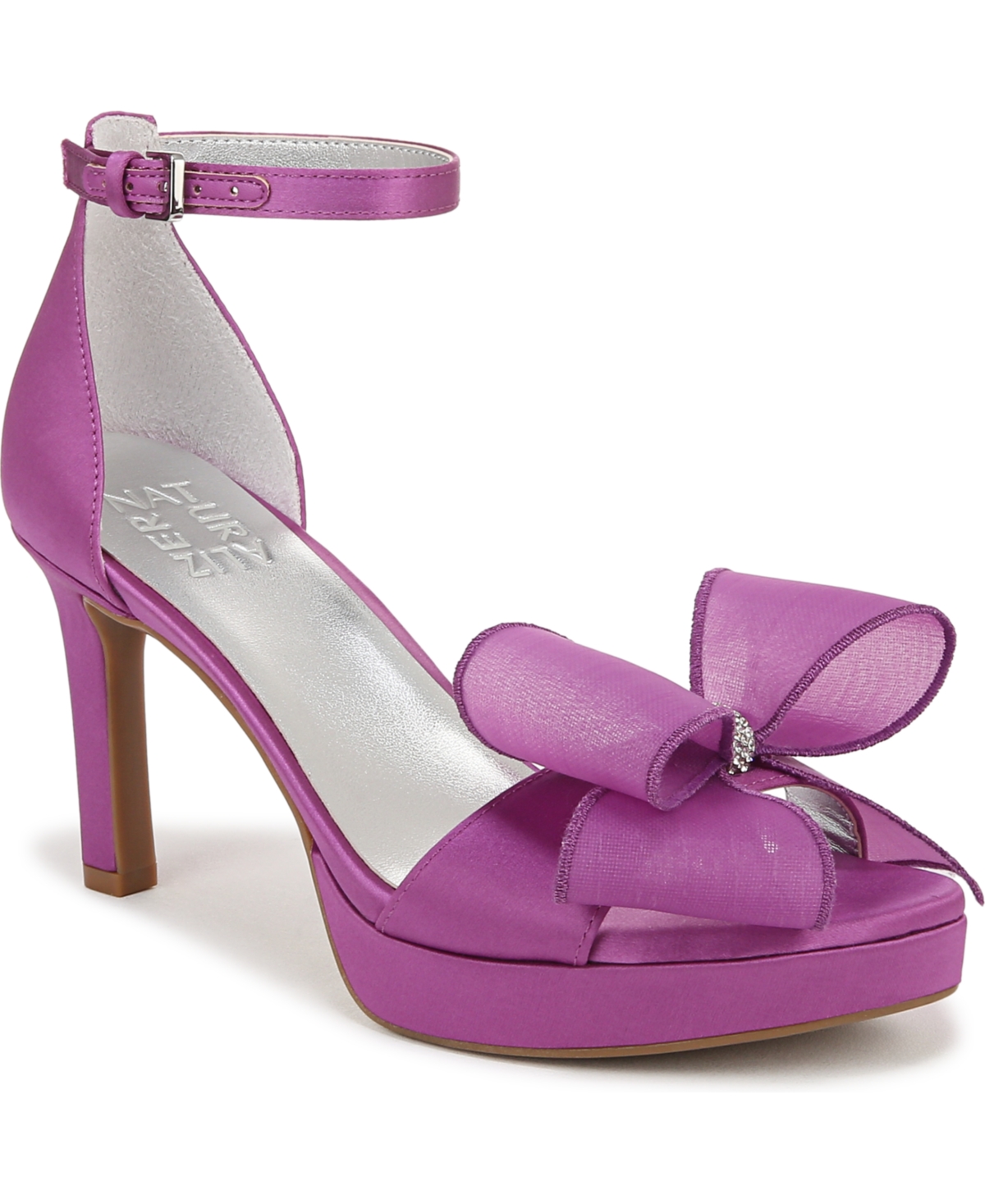 Naturalizer Always Bow Ankle Strap Platform Sandal In Hyper Violet Satin