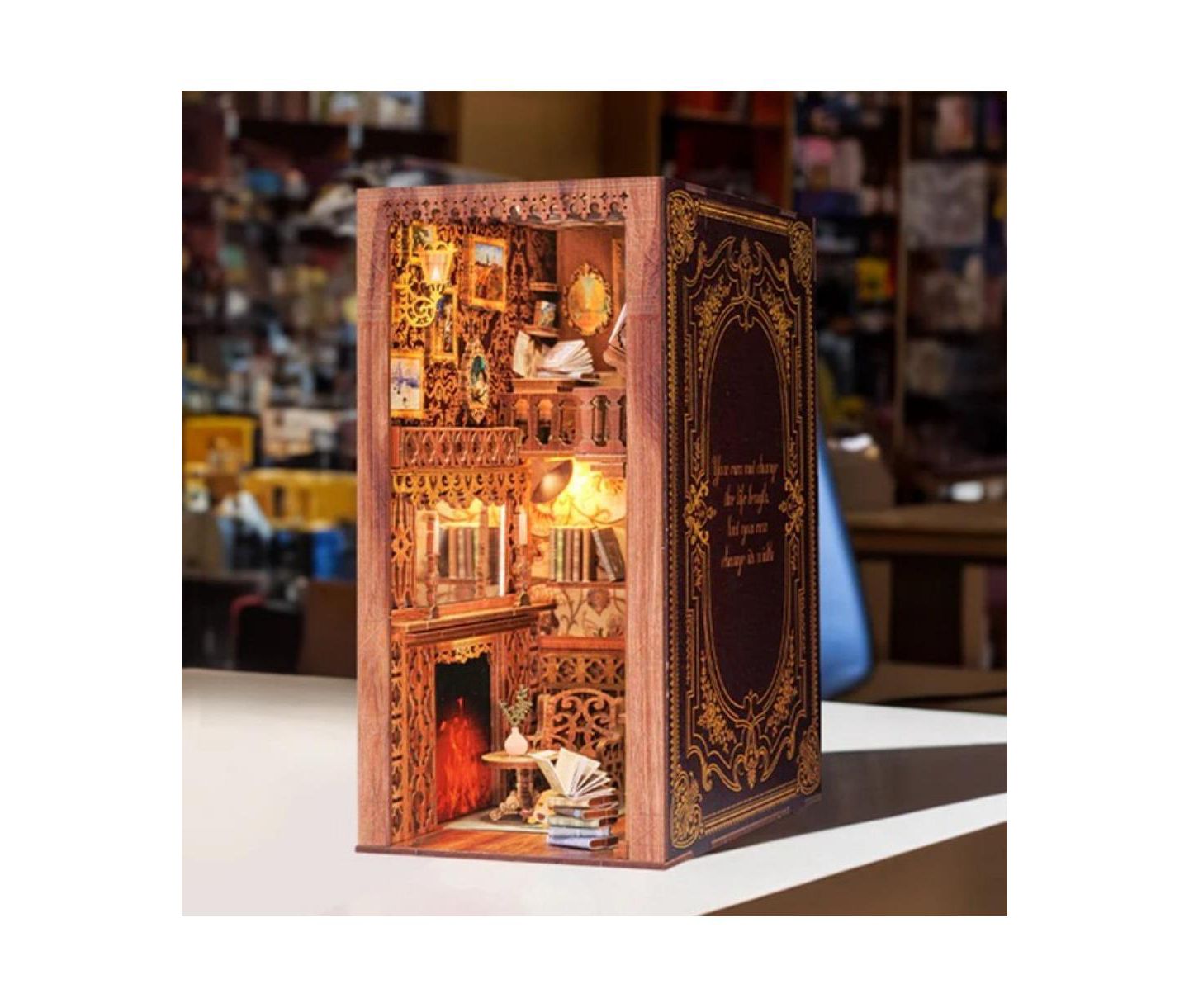 Двухэтажный миниатюрный кукольный DIY-домик Cutebee Eternal Bookstore с LED, 14+, цвет: Коричневый — фото 10