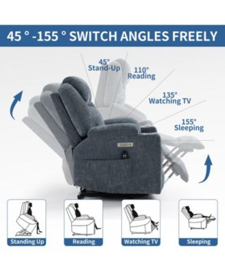 Up to 350 LBS Chenille Power Lift Recliner Chair, with Massage and Heating