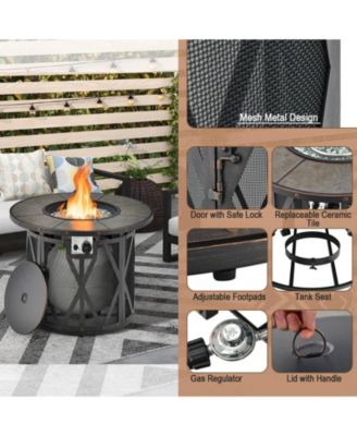 32 Inch 30000BTU Fire Pit Table with Fire Glasses and PVC Cover