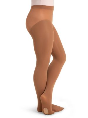 Capezio Girls Ultra Soft Self Knit Waistband Transition Tight - Dark suntan 17$