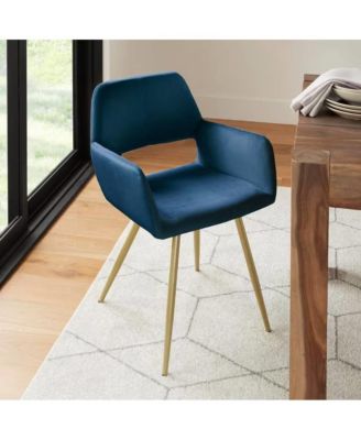 Set of 2 Modern Velvet Upholstered Dining Chair with Metal Legs
