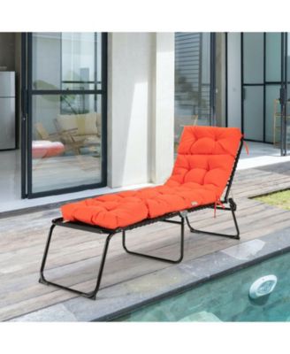 Outdoor Lounge Chaise Cushion with String Ties for Garden Poolside