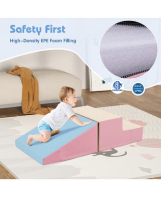 2-Piece Step and Slide Climber for Infants and Toddlers Baby Soft Play Set Foam Blocks