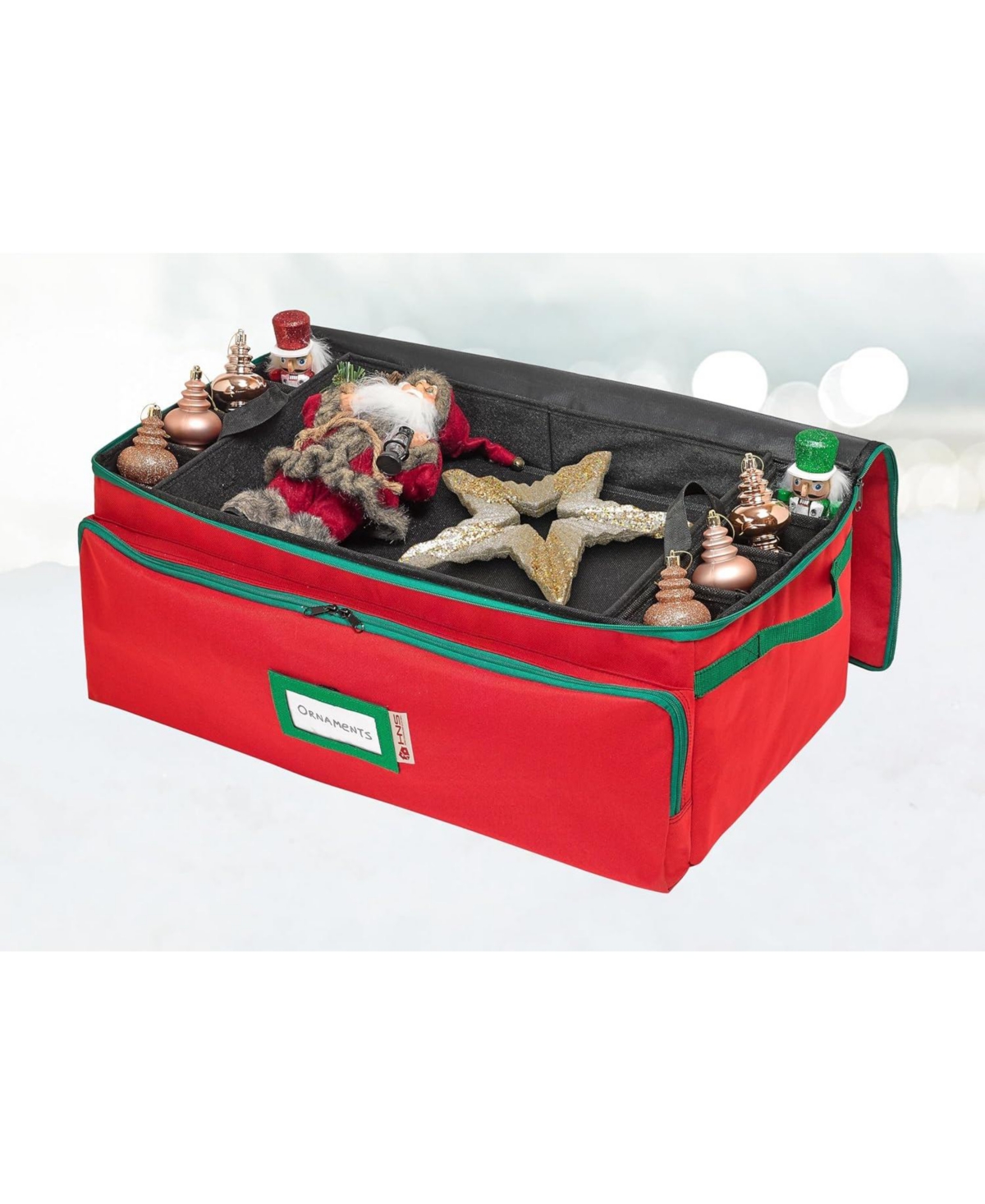 Florida Brands Ornament Storage Box Hold Up to 72-3 Inch Ornaments and 8 Side Slots for Figurines
