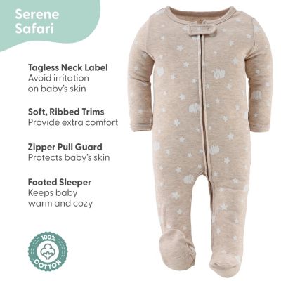 Baby Boys 3pk Cotton Sleeper Set Girl, Serene Safari