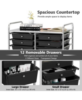 GOUUN 12 Drawers Rolling Cart Storage Scrapbook Paper Organizer Bins