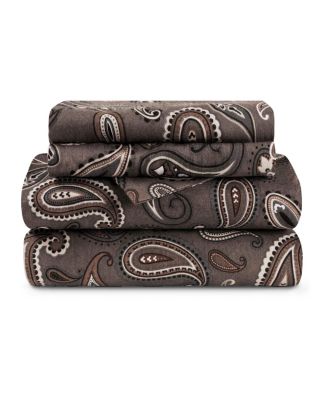 Paisley or Solid Flannel Cotton Deep Pocket Sheet Set