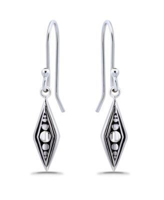 Oxidized Diamond Shape Drop Earrings