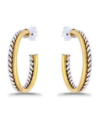 Oxidized Polish Tubing Post Hoop Earrings