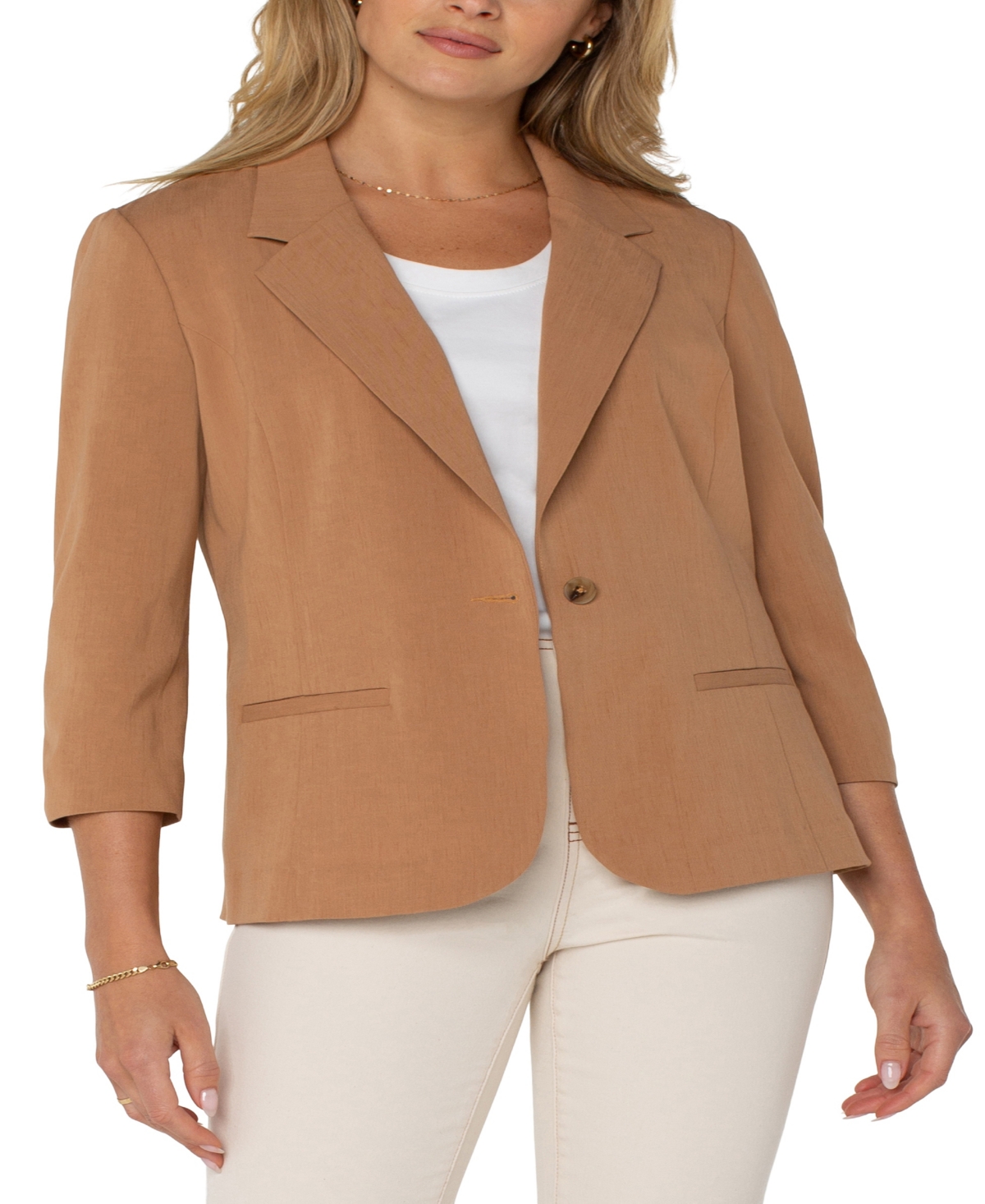 Shop Liverpool Los Angeles Women's Fitted Blazer With Ruched Sleeves In Portobello