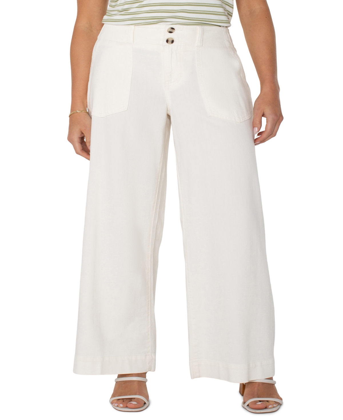 Liverpool Los Angeles Women's Utility Patch Pocket Wide Leg Pants In Whipped Cream