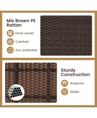 3 Pieces Rocking Wicker Bistro Set Outdoor Front Porch Rocker Chairs Conversation Set Turquoise