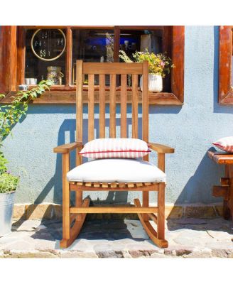 Wooden Rocking Chair Porch Rocker High Back Garden Seat