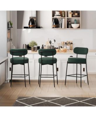 Bar Stools Set of 3, 27 Inches Counter Height Kitchen Bar Stools with Back, Modern Metal Tall Bar Stools for Kitchen Island