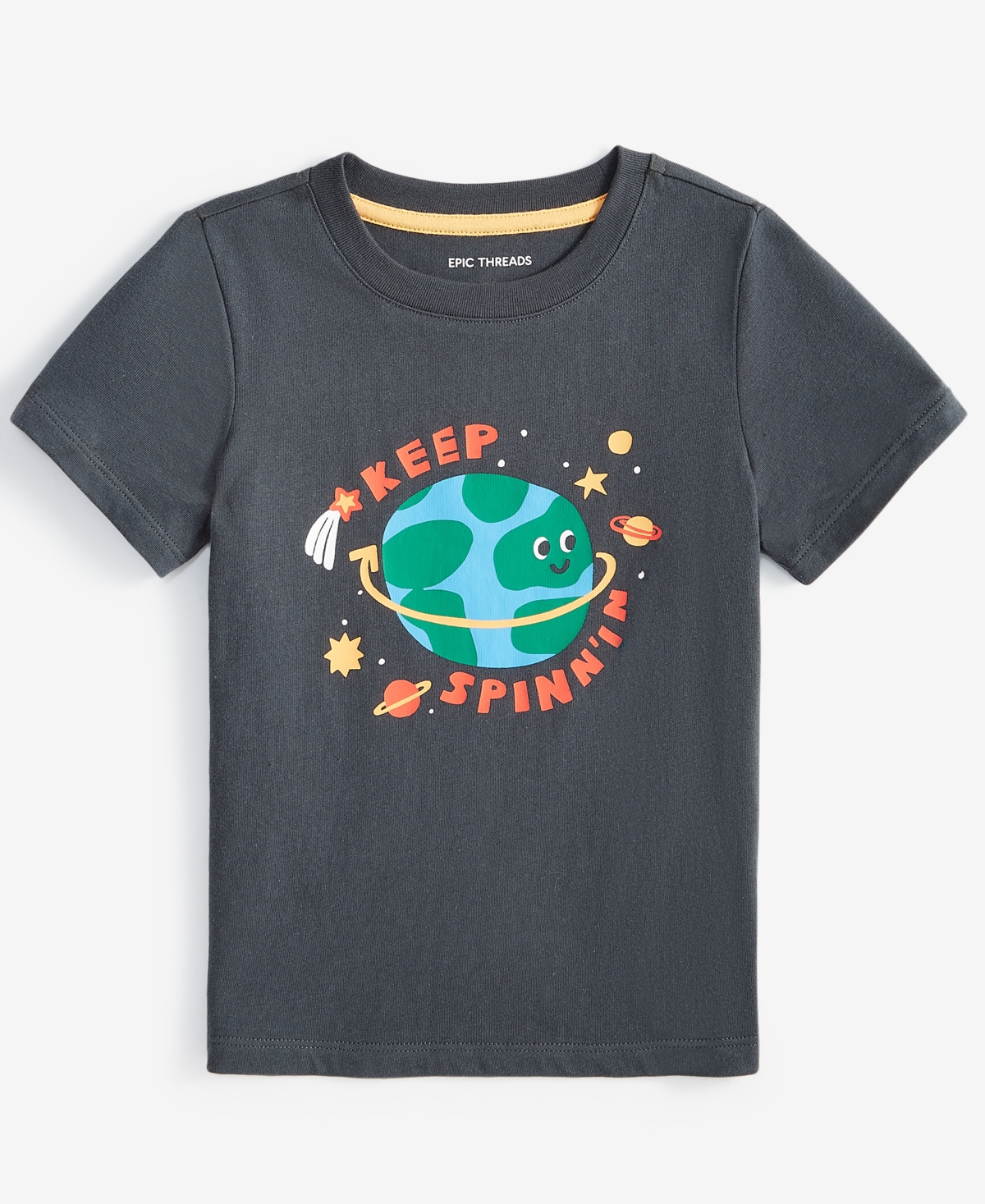 Macy's Babies' Epic Threads Toddler Boys Keep Spinnin' Earth T-shirt, Exclusively At  In Grey Jewel
