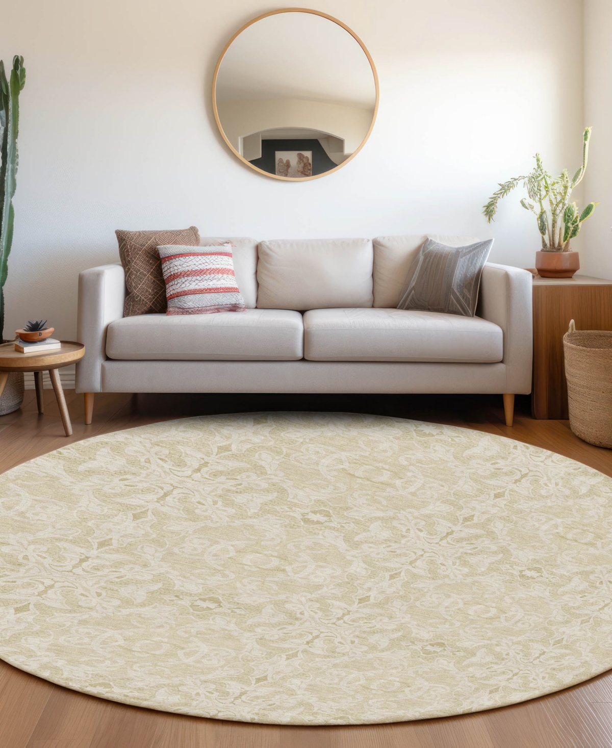 Addison Chantille Acn784 8'x8' Round Area Rug In Tan