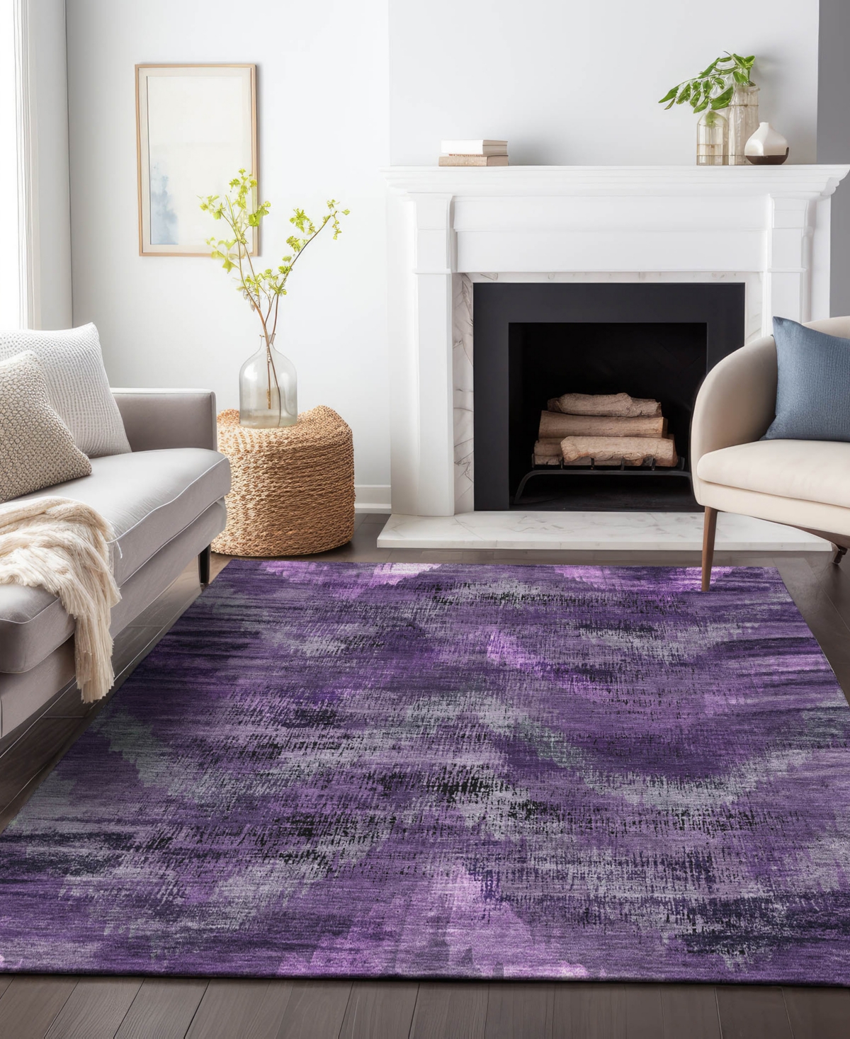 Addison Chantille Machine Washable Acn792 9'x12' Area Rug In Purple