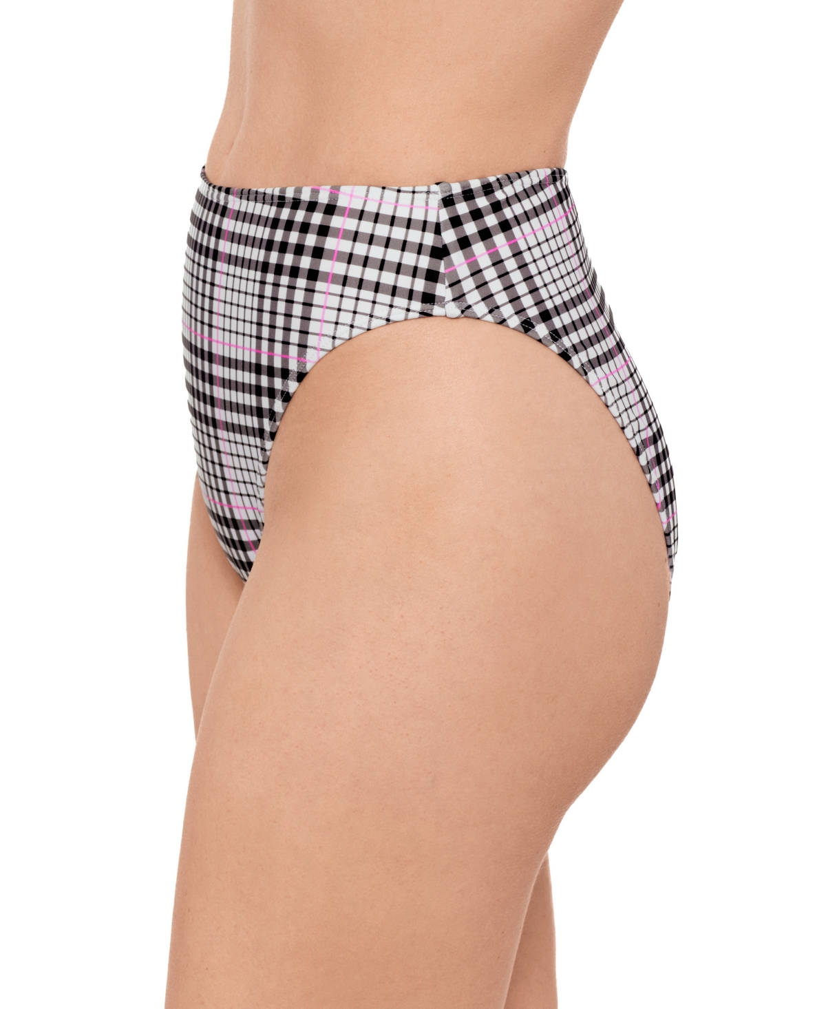 Salt + Cove Juniors' Plaid High-waist Bikini Bottoms, Exclusively At Macy's In Black,white