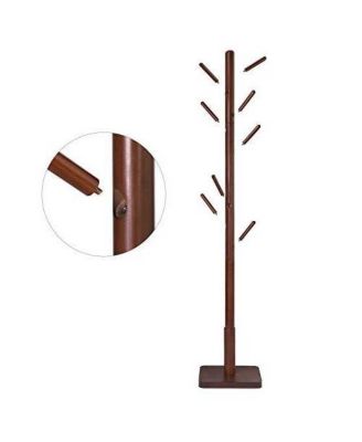 Adjustable Height Mid-Century Modern Style Coat Rack in Wood Finish