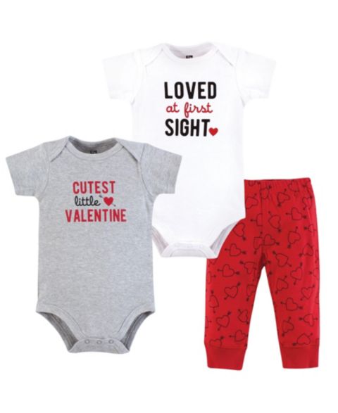 Детский комплект Hudson Baby унисекс: два боди и брюки в тон, цвет: Cutest Valentine