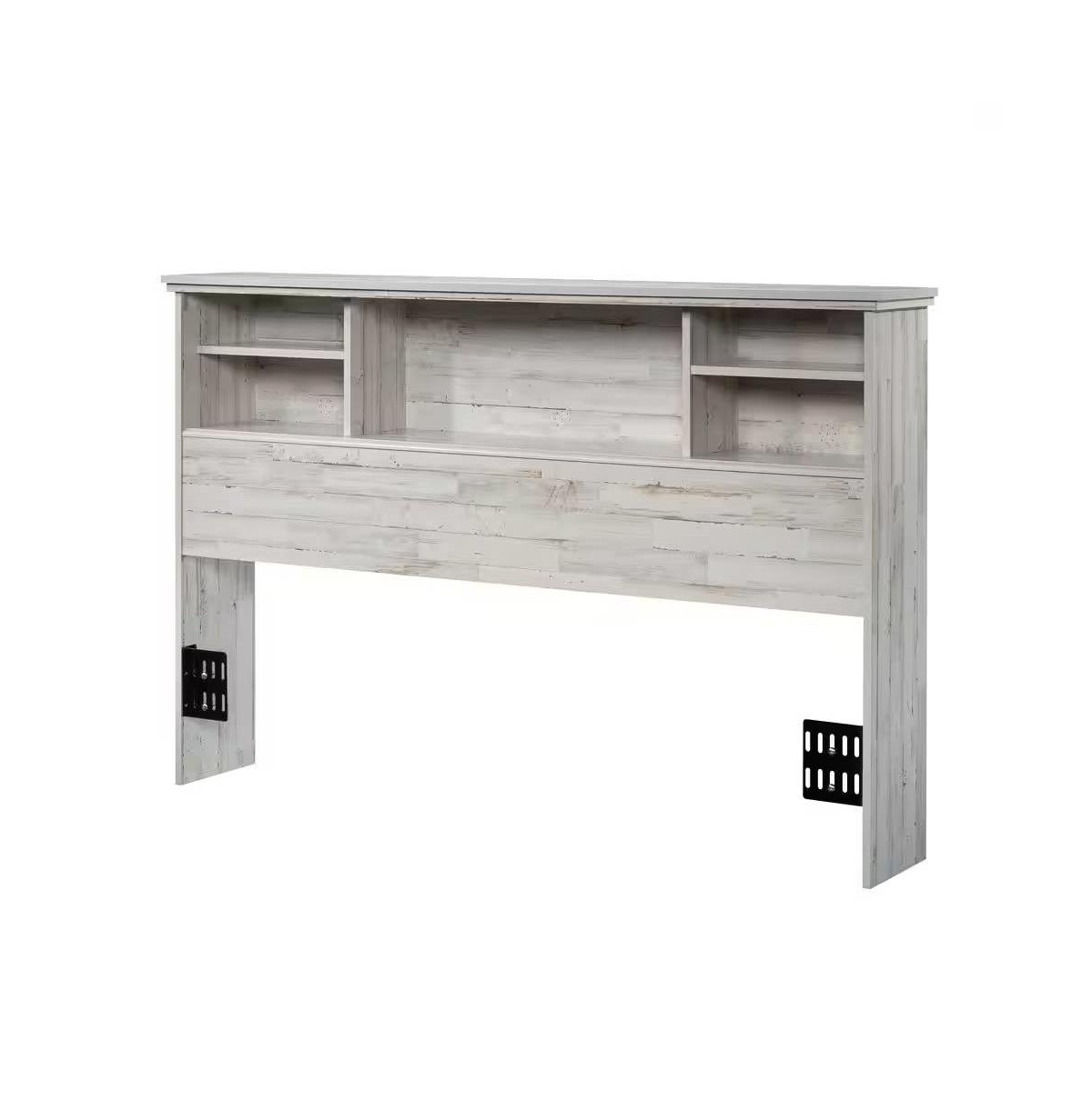 Slickblue Farmhouse Wood Finish Bookcase Headboard for Bedroom Storage and Organization - White