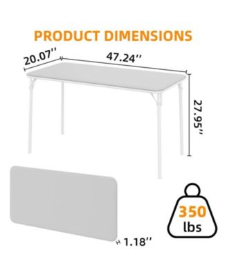 Folding Table, Portable Folding Card Rectangle Table with Sturdy Metal Frame, PU Leather Upholstered Foldable Table, for Dining Room, Living Room, Office, Camping