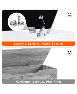 Storage Chest, Storage Trunk with Cushion Seat, 2 Safety Hinges, Storage Bench, Wooden Storage Organizer, Shoe Bench for Entryway, Bedroom, Living Room, U-Shaped Opening, Easy Assembly