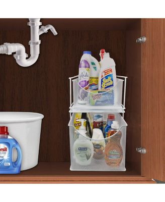 2-Tier Sliding Mesh Basket Drawers - White