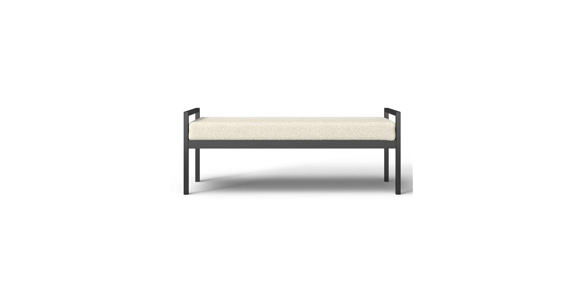 Slickblue Modern Industrial Bed Bench with Velvet Cushion and Metal Frame for Stylish Bedroom Seating