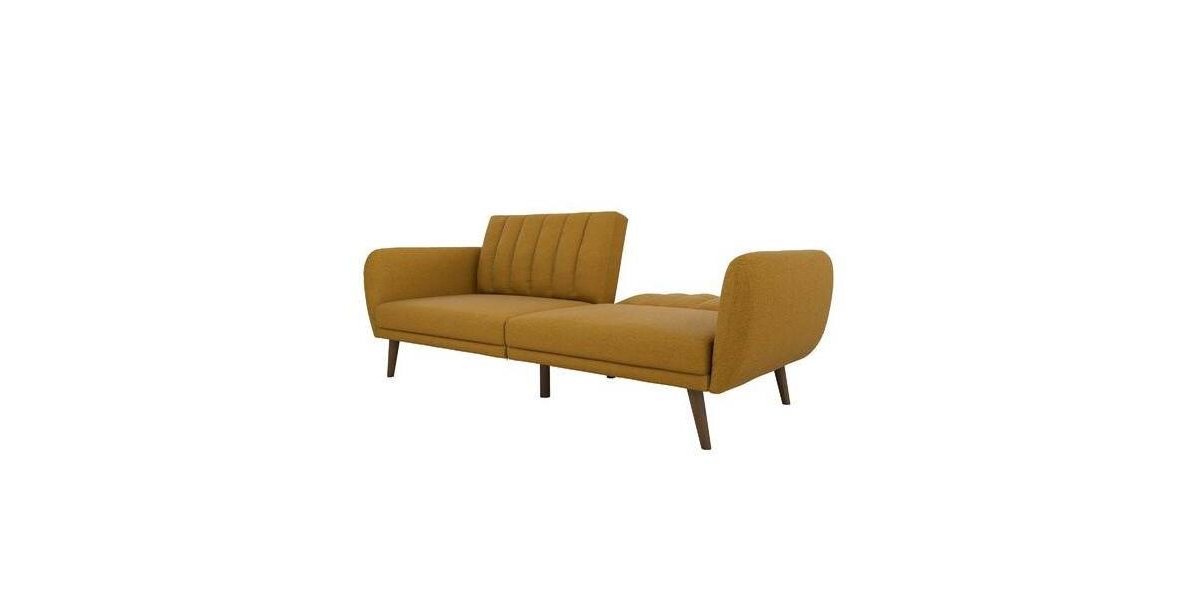 Slickblue Linen Upholstered Futon Sofa Bed for Versatile Seating and Sleeping in Modern Spaces