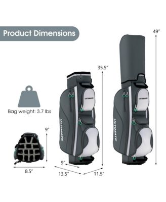 14 Dividers Golf Cart Bag w/ 7 Zippered Pocket Cooler Bag Rain Hood Valuable Bag