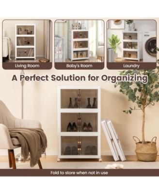 Stackable Storage Bins with Lockable Wheels-3 Pack